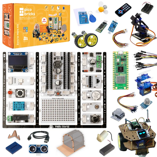 PicoBricks - Raspberry Pi Pico Starter Kit with 12 Sensors and Extensive Learning Guide, Raspberry Pi Zero To Hero