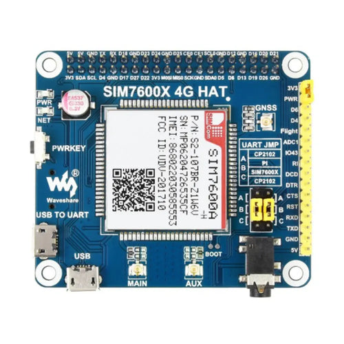 SIM7600A-H 4G/3G/GSM/GNSS/LTE CAT4 HAT for Raspberry Pi (North America)