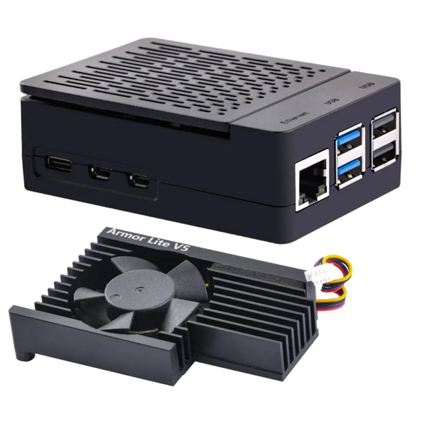 52Pi ABS Raspberry Pi 5 Case w/ Armor Lite V5 Cooler (US)