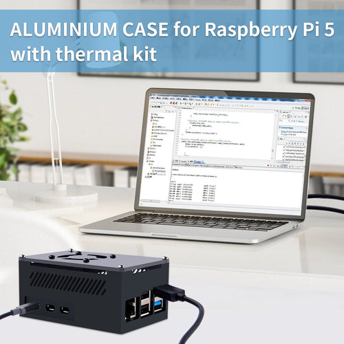 52Pi Aluminum Case Black Brick Enlosure w/ Official Fan Heatsink for Raspberry Pi 5