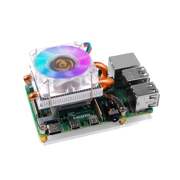 52Pi Low-Profile ICE Tower RGB LED Light Cooling Fan for Raspberry Pi 4B/3B+/3B