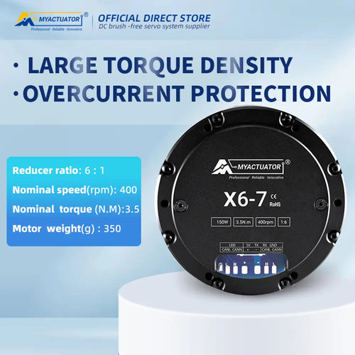 MYACTUATOR RMD X6 V2 BLDC, CAN Bus, Reduction Ratio 1:6 w/ New Driver MC X 300O