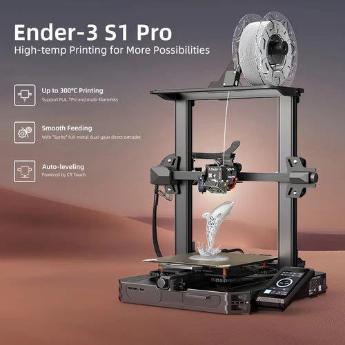 Creality Ender 3 S1 Pro 3D Printer w/ High-Temperature Nozzles, Full-Metal Dual-Gear Direct Extruder, Auto Leveling, PEI Magnetic Platform