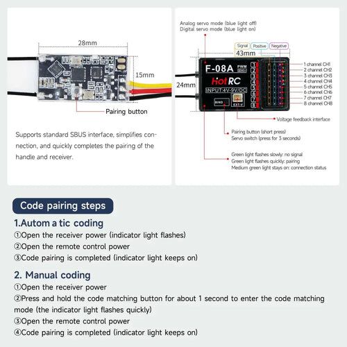 RC Hotrc HT-8A 2.4G 8CH Transmitter HT8A Remote Control with SBUS Receiver For RC Drone and Smart Car