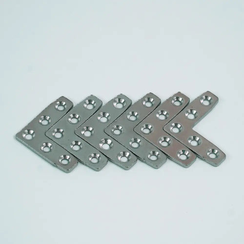 For 8x8mm Profiles, L-Shaped Assembly Plate (6 Pieces); Sliding Hex Nut M2 (50 Pieces) and Countersunk Head Screw M2x3mm, (50 Pieces)