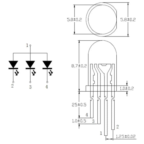 5mm RGB LED w/ Diffused Lens (5pk)