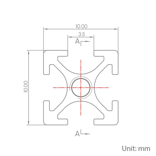 Aluminum Profiles, 10x10mm, 1000mm, 4 Pieces, Silver