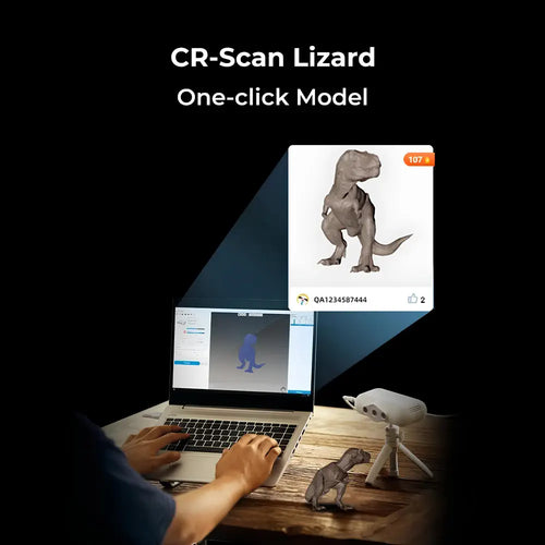 Creality CR-Scan Lizard Premium 3D Scanner, 10 FPS, Markerless Quick Scan, Turntable Handheld Mode, Black Object Scanning