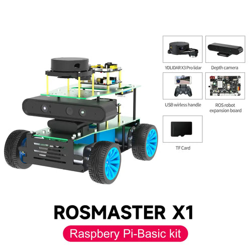 Yahboom ROSMASTER X1 AI Robot RaspberryPi 5 Python Programmable Visual Recognition Mapping Navigation Radar Tracking(Basic Ver No RPi Board)