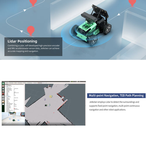 JetAcker ROS Education Robot Car with Ackerman Structure Powered by Jetson Nano B01 SLAM Mapping Navigation Learning (Advanced Kit/SLAMTEC A1 Lidar)