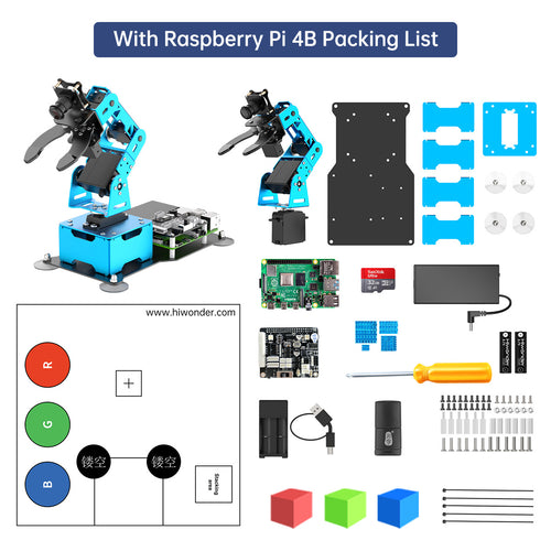 Hiwonder ArmPi mini 5DOF Vision Robotic Arm Powered by Raspberry Pi Support Python OpenCV Target Tracking for Beginners (Raspberry Pi 4B 8GB Included)