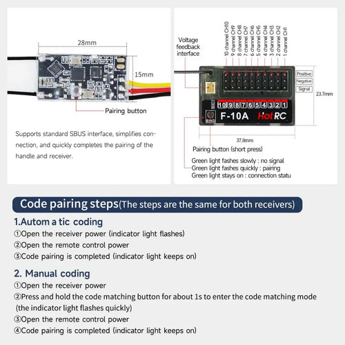 HOT RC 2.4G RC 10CH Transmitter FHSS and SBUS/PWM receiver For Drone and Smart Car--With SBUS receiver