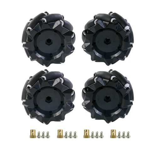 Yahboom Mecanum Wheel Kit for DIY Robot Car - 97mm Hexagonal Coupling, Black (4x) [EN Manual]