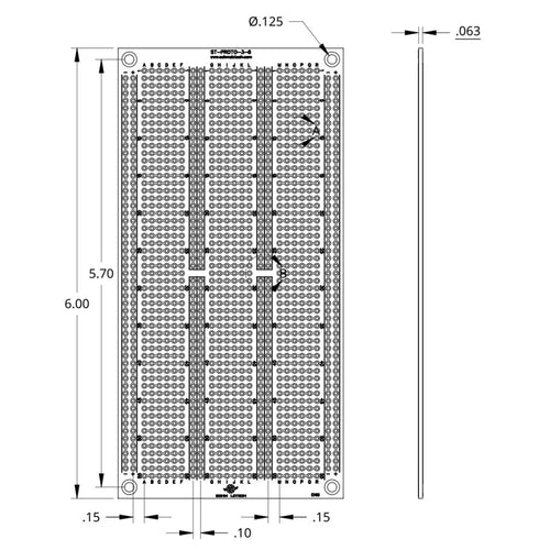 Prototyping PCB, Protoboard - 3&quot; x 6&quot;