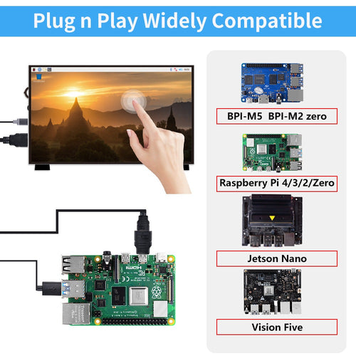 52Pi 7-inch IPS Touch Screen 1024x600 w/ Speakers for Raspberry Pi, Windows PC