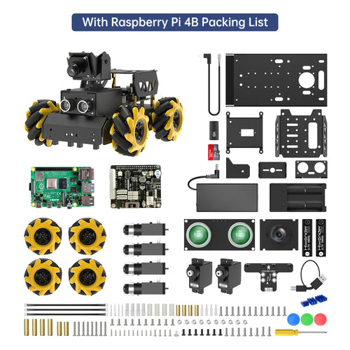 Hiwonder TurboPi Raspberry Pi Omni Mecanum Wheels Robot Car Kit w/ Camera Open Source Python for Beginners (w/ RPi 4B 4GB)