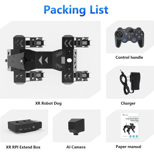 Robot Dog Kit for Raspberry Pi 4GB, AI Visual Recognition Interaction Smart Robot Python Programmable