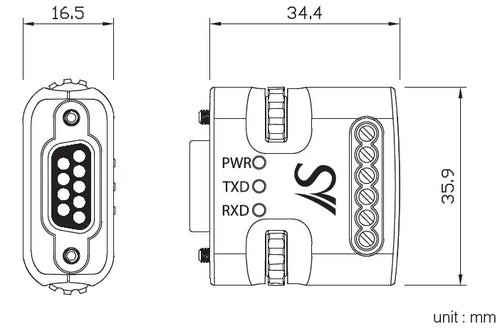 SystemBase CS 428/9at Mini2 Serial Converter Mini - RS232 to RS422/485