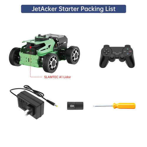 JetAcker ROS Education Robot Car with Ackerman Structure Support SLAM Mapping Navigation Learning (Starter Kit with Jetson Orin Nano 4GB, A1 Lidar)