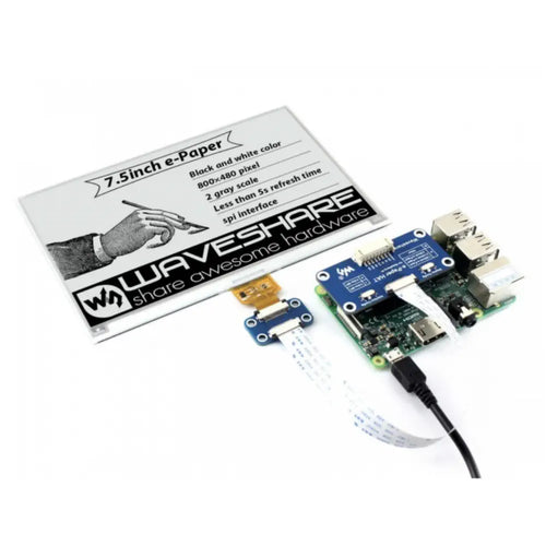 800x480, 7.5-inch E-Ink display HAT for Raspberry Pi