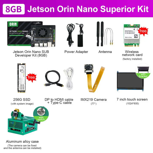 Jetson Orin NANO Development Board SUB Developer Kit with 8GB RAM Based On NVIDIA Core Module for AI Deep Learning(Superior Kit)