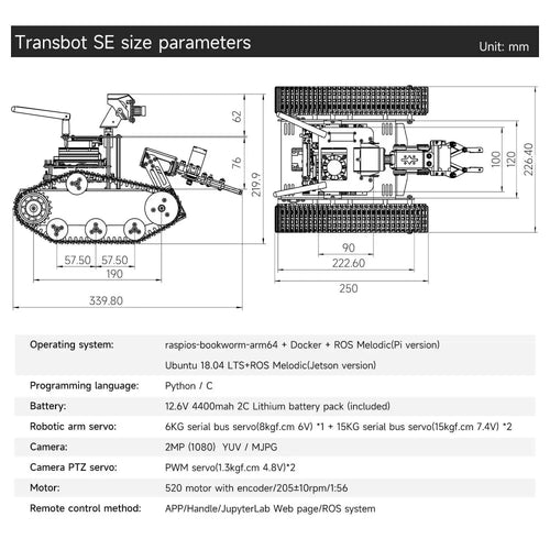 Transbot SE ROS Robot, Python Programming, HD Camera for Jetson NANO (w/ Board)