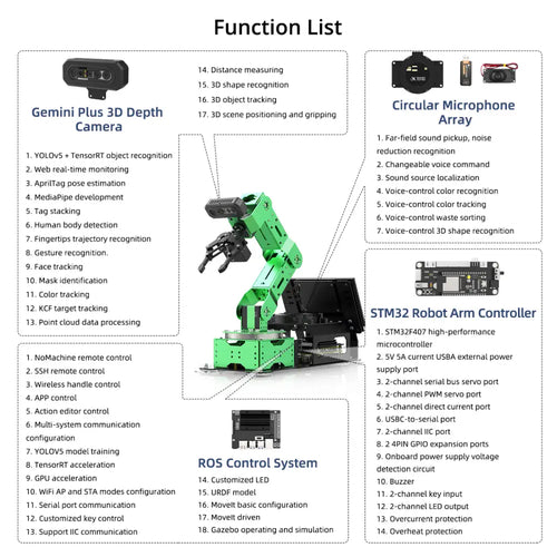 JetArm JETSON NANO Robot Arm ROS Open Source Vision Recognition Program Robot (Ultimate with Jetson Orin Nano 8GB)