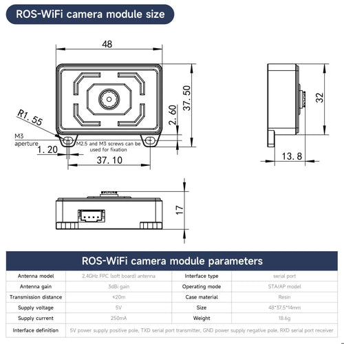 Yahboom ROS-WiFi camera module support ROS2 robot with 2DOF Bracket