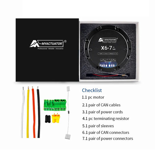 MYACTUATOR RMD X6 V2 BLDC, CAN Bus, Reduction Ratio 1:6 w/ New Driver MC X 300O