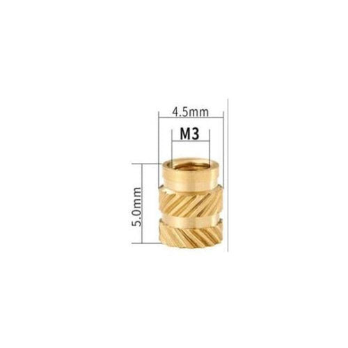M3x5 Heat-Set Brass Knurled Insert Nut - 10 Pack