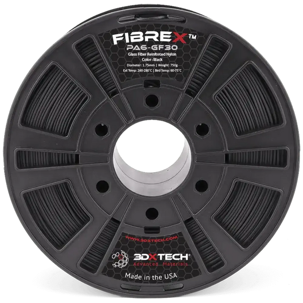 Black - 1.75mm 3DXTech FibreXT PA6+GF30 Nylon Filament - 0.5 kg