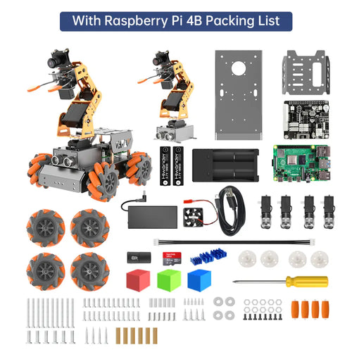 Hiwonder MasterPi AI Vision Robot Arm with Mecanum Wheels Car Powered by Raspberry Pi Open Source Robot Car (Raspberry Pi 4B 4GB Included)