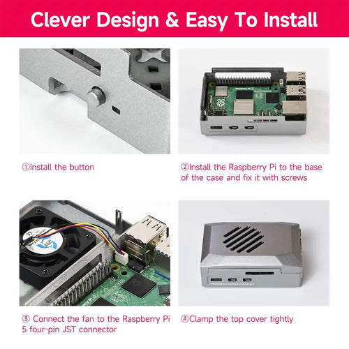 Raspberry Pi 5 Silver ABS Case with PWM Cooling Fan