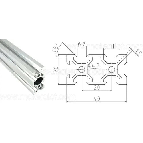 2040 V-Slot Extrusion 20 Series - 20mm X 40mm X 2.5m - Black