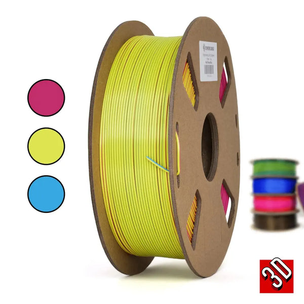 Polychromatic Tri-Colour Silk PLA Filament 1.75mm 1kg