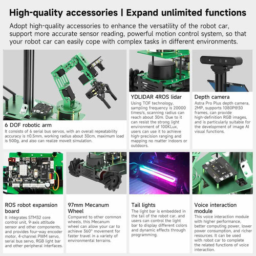 Yahboom Rosmaster X3 Plus 6-DOF Robotic Arm with AI Vision and Voice Control RaspberryPi Version(With RaspberryPi 5 8G Board)