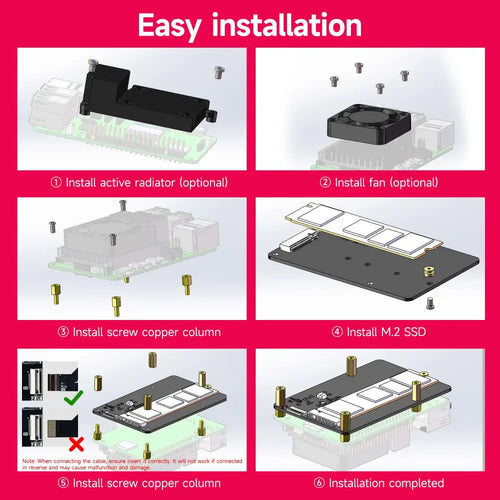 PCIe to M.2 adapter expansion board for Raspberry Pi 5 - Separate board