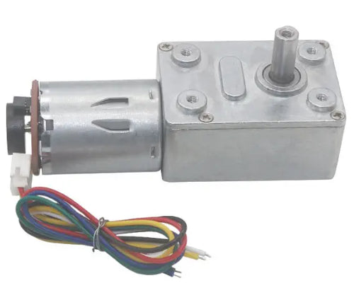 High Torque DC Worm Gear Motor w/ Encoder - 6V, 66RPM