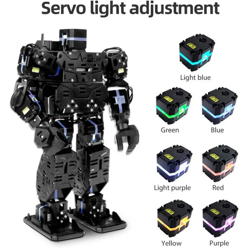 Humanoid Robot, Smart Boxing, Football, Dancing Robot, Graphical Programmable with Phone and Windows PC App, DIY Armored RC Robot with servo Lights