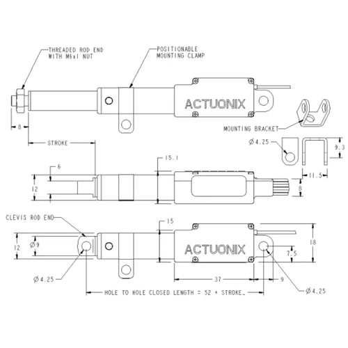 Actuonix L12-I Micro Linear Actuator w/ Internal Controller 100mm 210:1 6 Volts