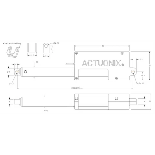 Actuonix P16-S Linear Actuator w/ Limit Switches 100Mm 64:1 12 Volts