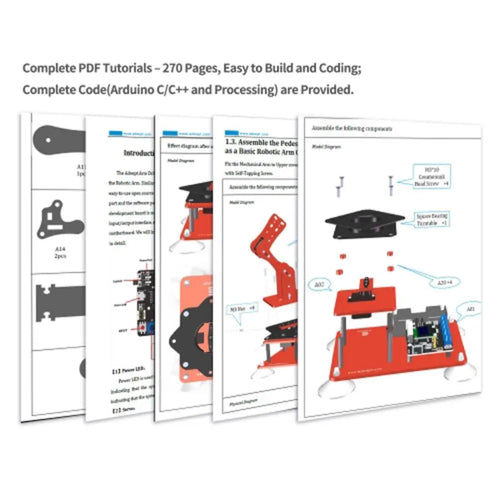 Adeept 5-DOF Arduino Compatible Programmable Orange Robot Arm Kit w/ OLED Display