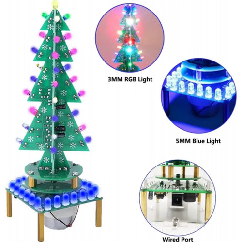 Adeept Colorful Rotating 3D RGB Christmas Xmas Tree LED DIY Soldering Kit