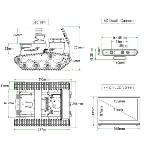 Hiwonder JetTank ROS Robot Tank Powered by Jetson Nano with Lidar, Support SLAM Mapping and Navigation (Starter Kit/SLAMTEC A1 Lidar)