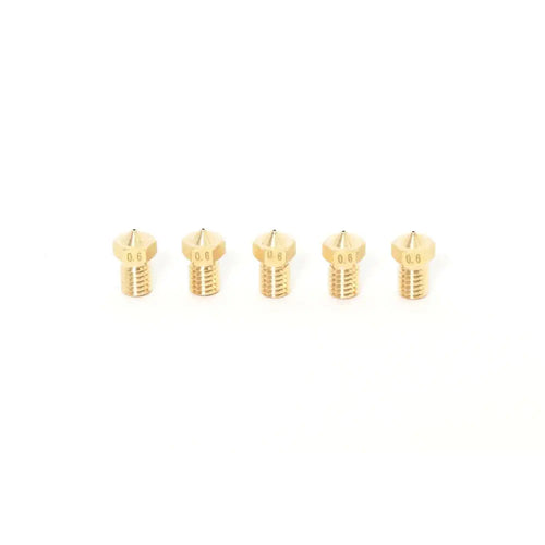 E3D V6 Clone Brass Nozzle for 1.75mm filament -0.6mm - 5 Pack for Smooth 3D Printing