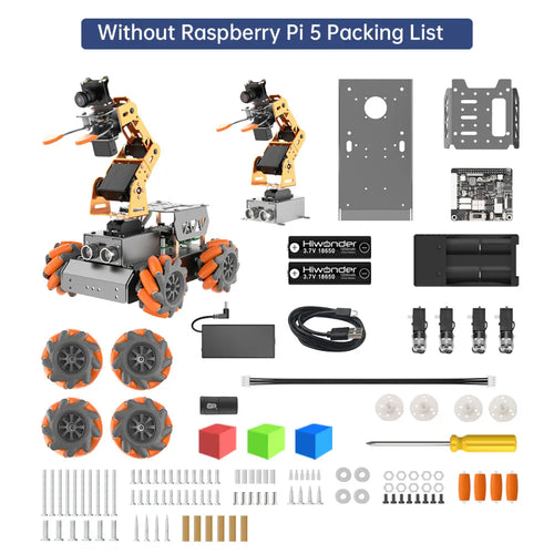 Hiwonder MasterPi AI Vision Robot Arm with Mecanum Wheels Car Powered by Raspberry Pi 5 Open Source Robot Car (No Raspberry Pi 5 Included)