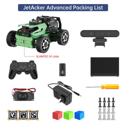 JetAcker ROS Education Robot Car with Ackerman Structure Support SLAM Mapping Navigation Learning (Advanced Kit/Jetson Orin Nano 8GB/A1 Lidar)