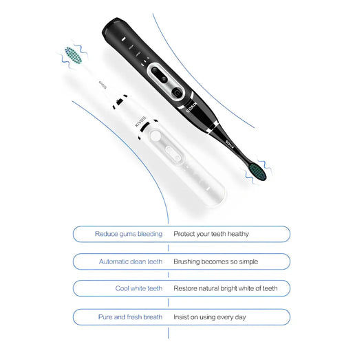 KIVOS Sonic Electric Rechargeable Toothbrush, Perfect For Adults Improve Oral Health Comfortable Cleaning with 2 DuPont Brush Heads - White