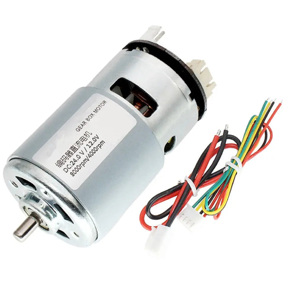 775 Size DC Motor with Encoder, 12V - 4100 RPM