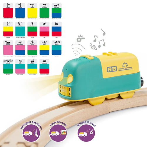 Robobloq Battery-Operated Smart Robot Toy Train w/ Wooden Tracks